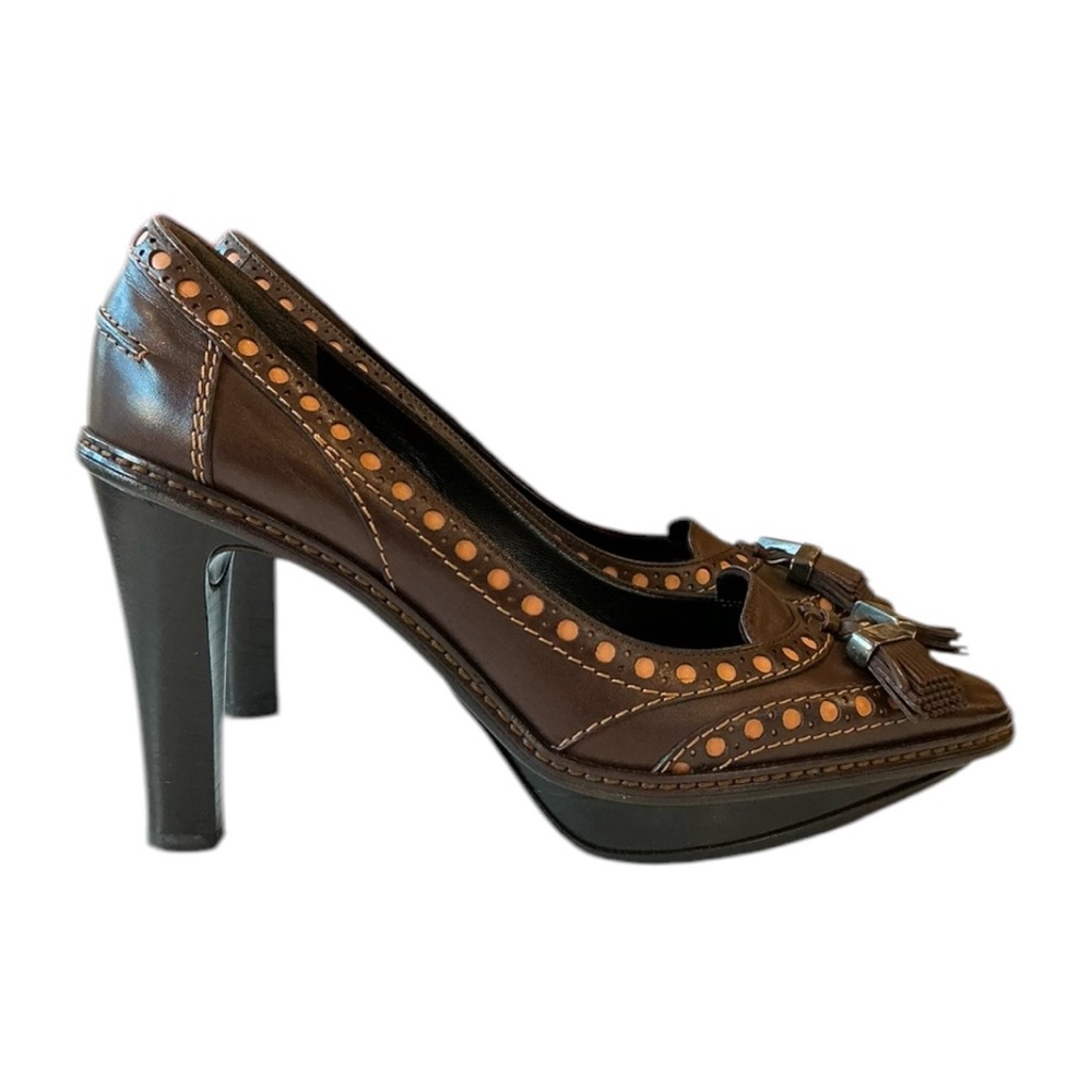 Celine Two Tone Brown Leather Heels
